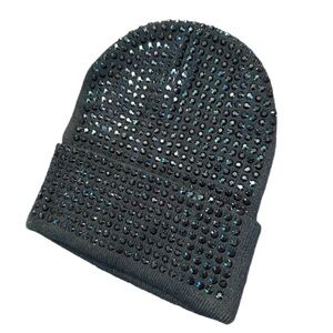 Women’s Black Sparkly Beanie Hat with Rhinestones - NWOT